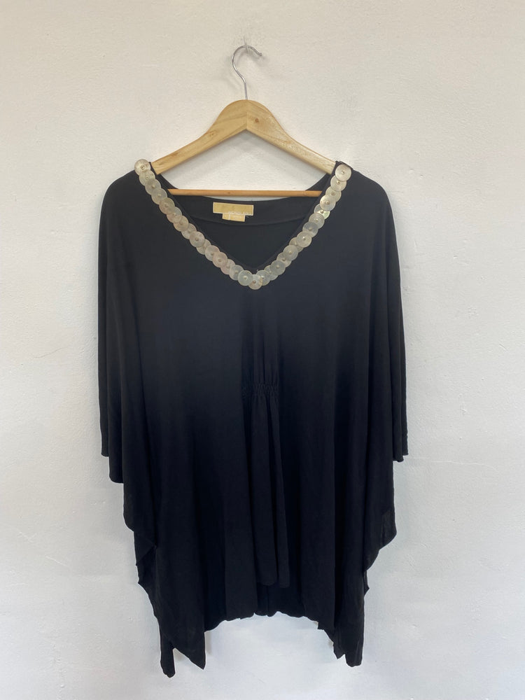 Fabulous Michael Kors Boho Black Coin Accent Tunic UK L SO001