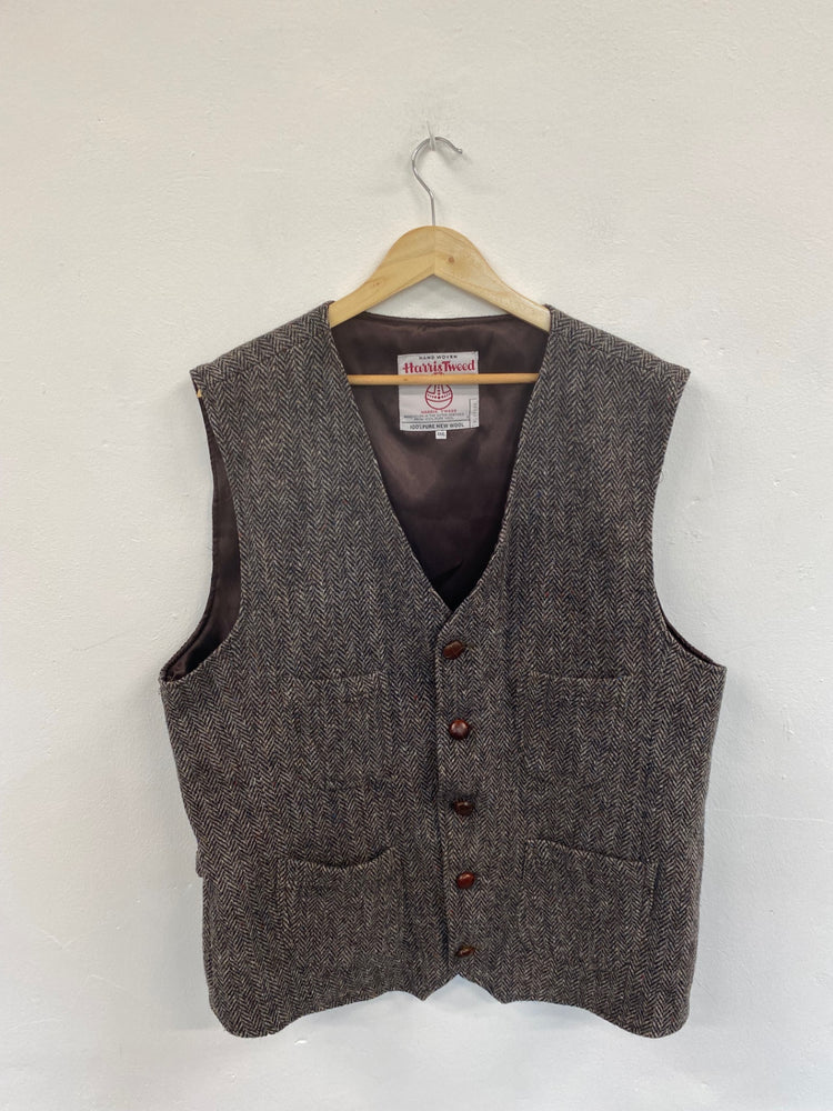 Fabulous Harris Tweed Brown Mix Tweed Wool Vest UK XXXL SO001