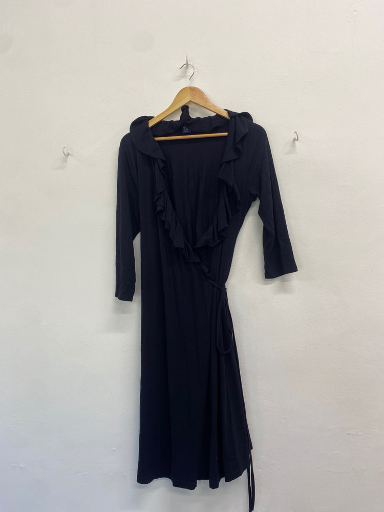 Fabulous GANT Maxi Dress UK XL Navy wrap frill hem HD440