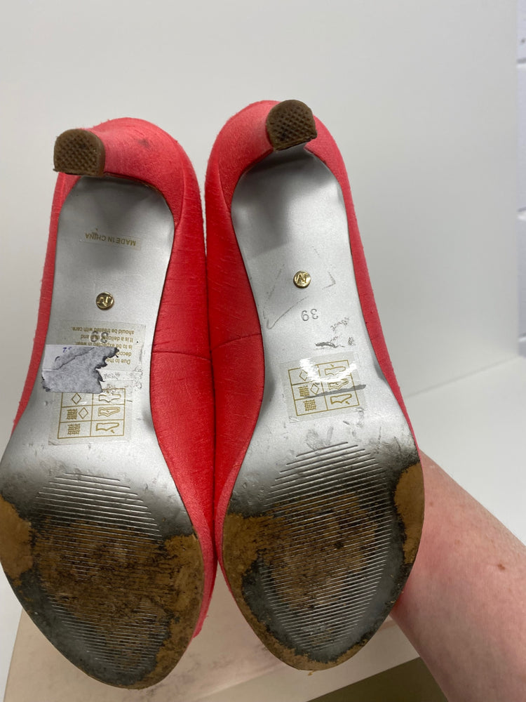 Fabulous Jacques Vert occasion party Peep Toe Heels Uk7 Coral Blush CM439