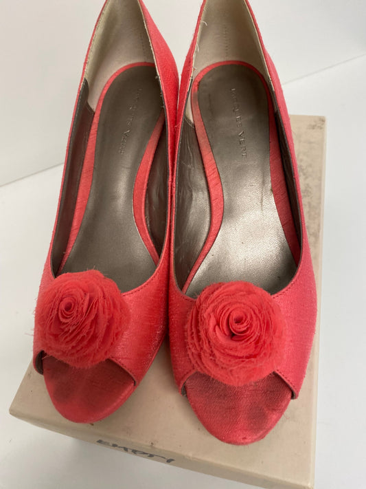 Fabulous Jacques Vert occasion party Peep Toe Heels Uk7 Coral Blush CM439