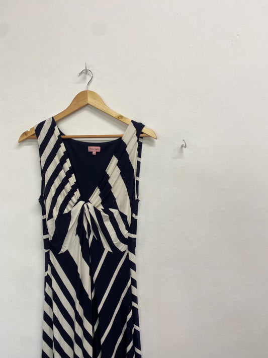 Fabulous Phase Eight Dress UK 14 Navy Blue and White striped HD440