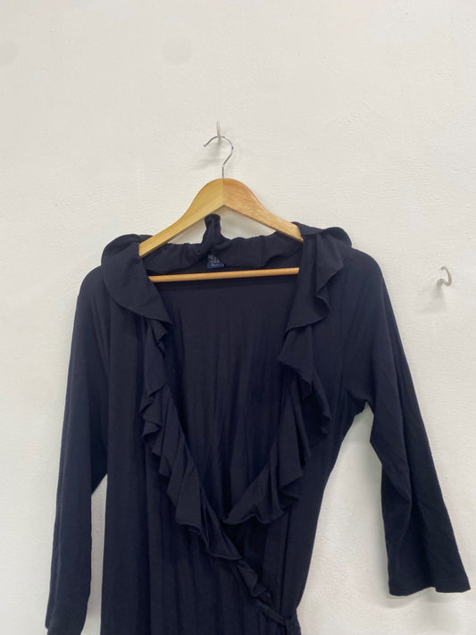 Fabulous GANT Maxi Dress UK XL Navy wrap frill hem HD440