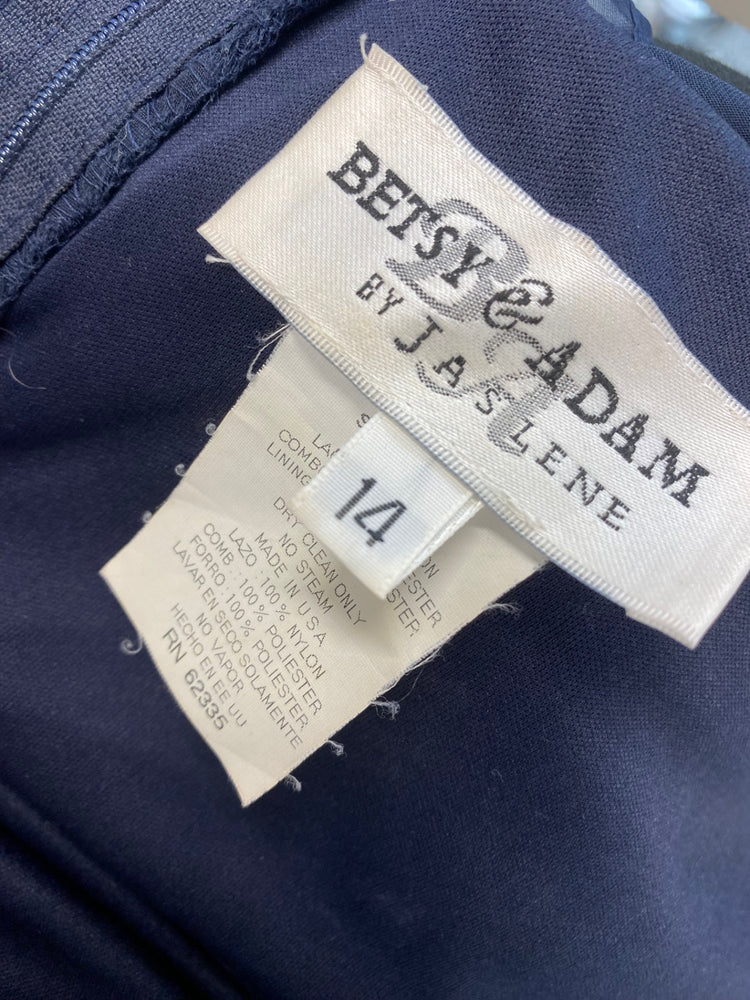 Fabulous Betsy & adam Dress UK 14 Navy blue maxi evening TM395