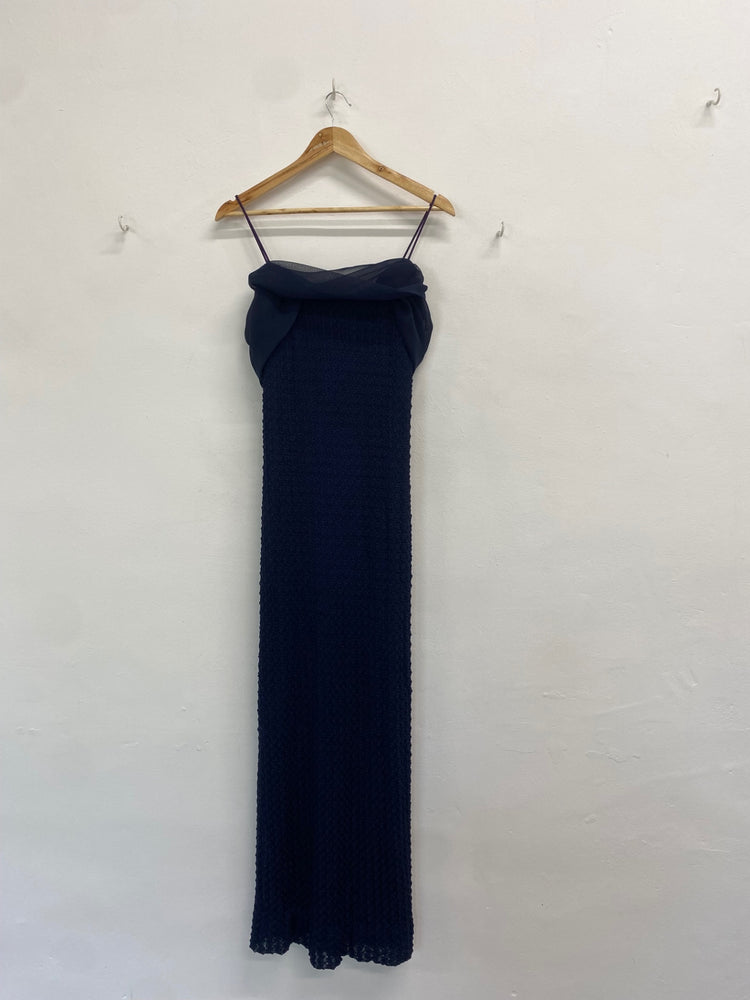 Fabulous Betsy & adam Dress UK 14 Navy blue maxi evening TM395