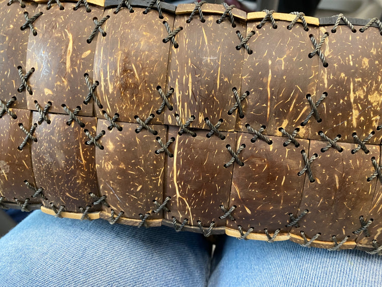 Fabulous Vintage 1980’s coconut & betul wood boho Cottagecore Handbag One size Brown TM395