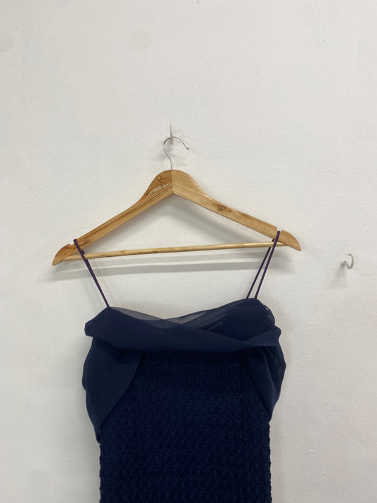 Fabulous Betsy & adam Dress UK 14 Navy blue maxi evening TM395