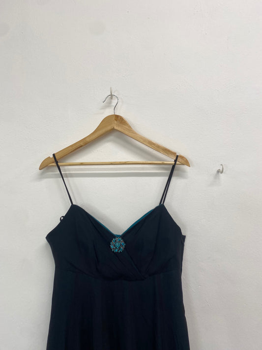 Fabulous Monsoon Dress UK 14 Black jewel maxi prom dress TM395