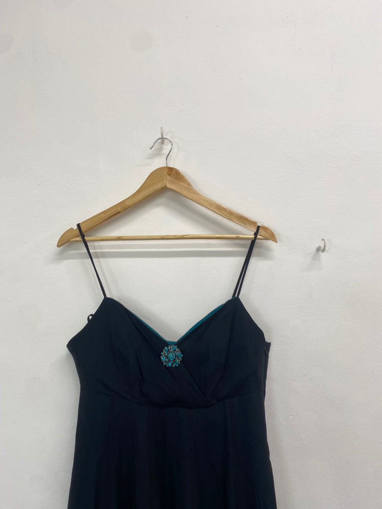 Fabulous Monsoon Dress UK 14 Black jewel maxi prom dress TM395