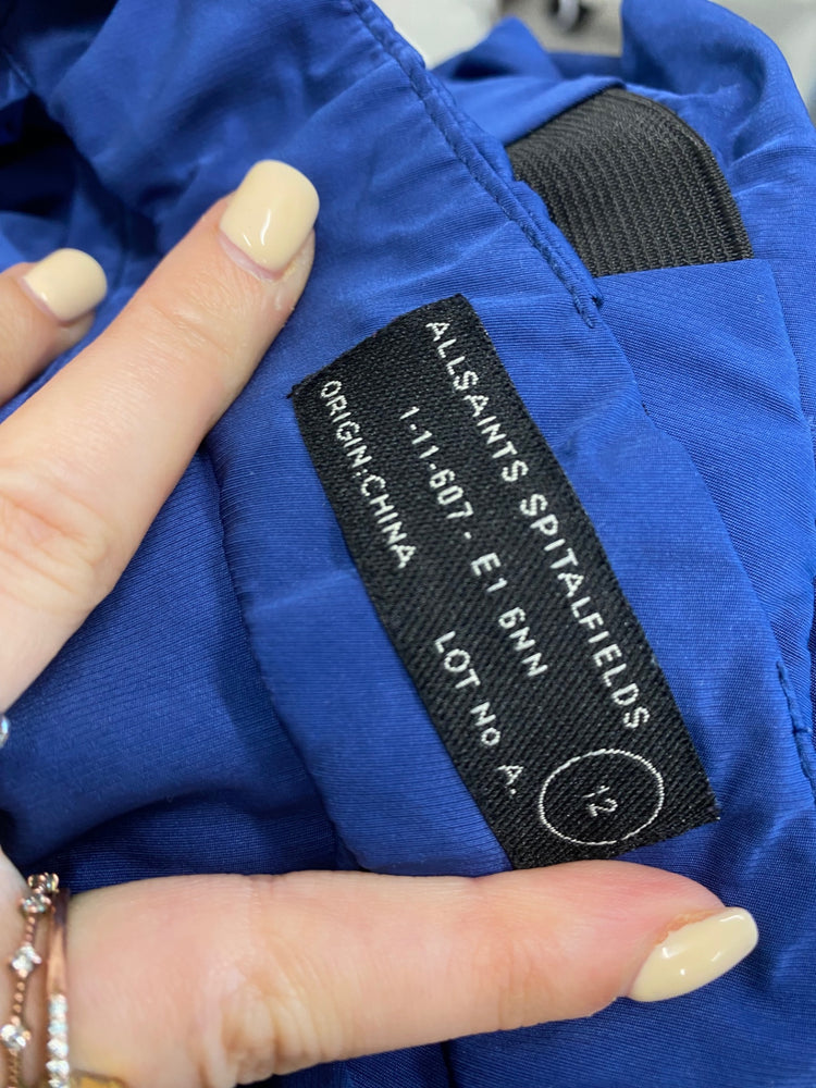 Fabulous All saints Spitalfields Temptress Dress UK 12 Blue CD434