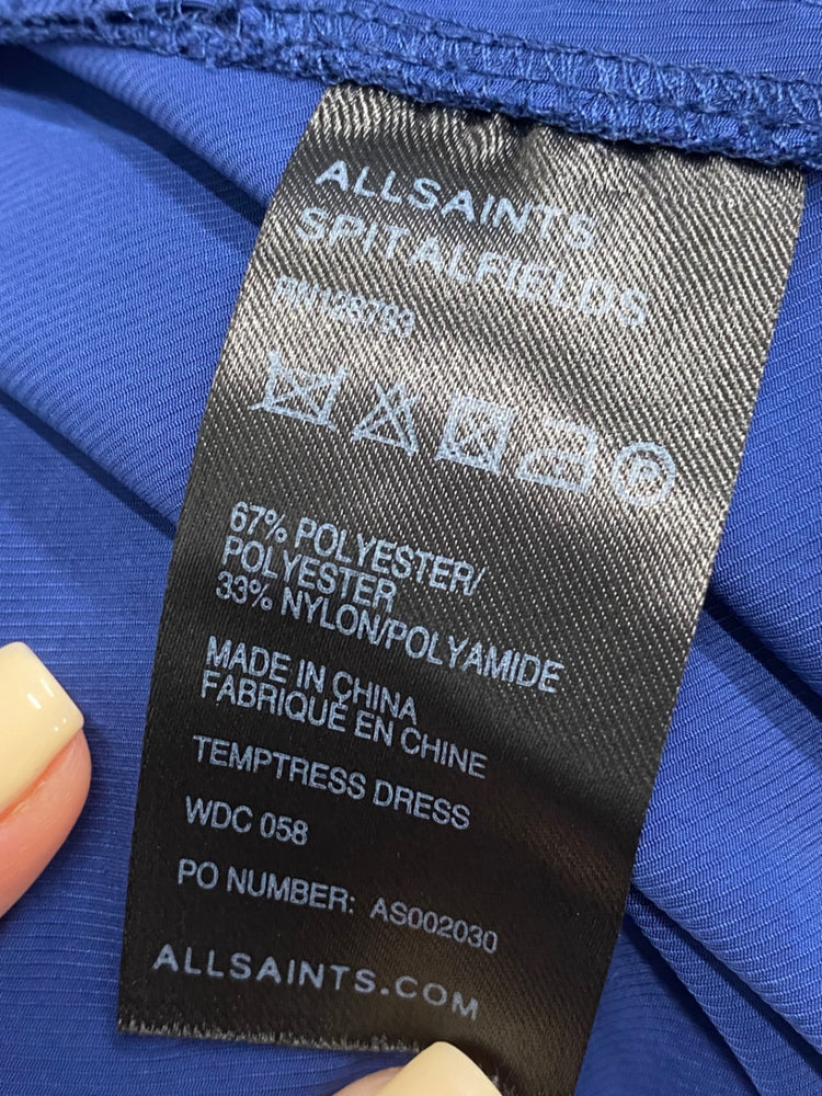 Fabulous All saints Spitalfields Temptress Dress UK 12 Blue CD434