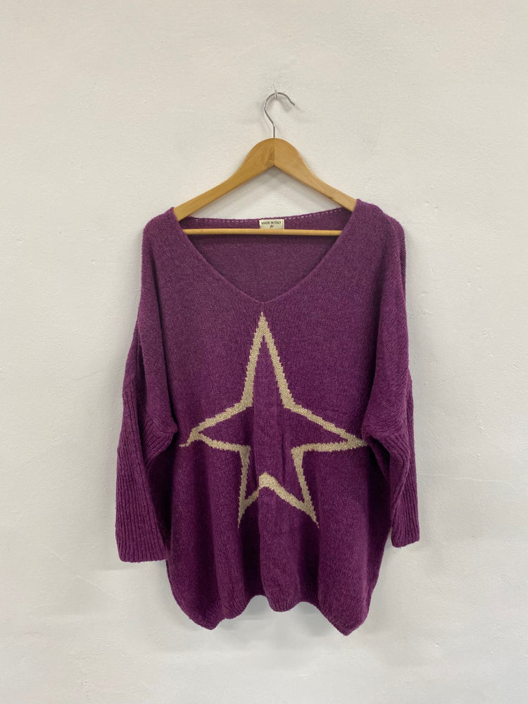 Fabulous Made in Italy Purple Starry Jumper One Size NR001