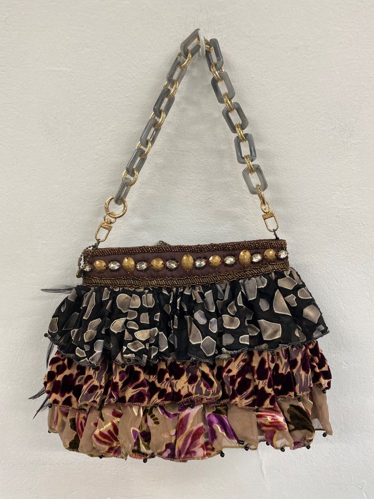 Fabulous Mary Frances Embellished Feather Accent Y2K Vibes Handbag Small NR001