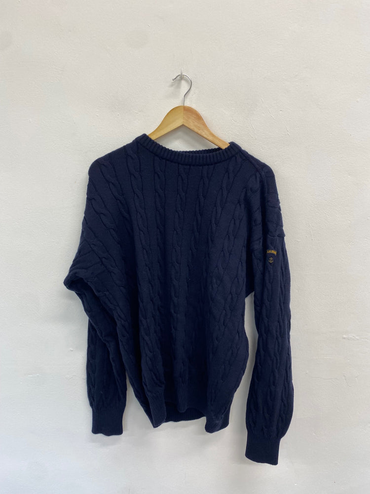 Fabulous Paul&shark Sweater & bag *holed UK L Navy blue wool LO442