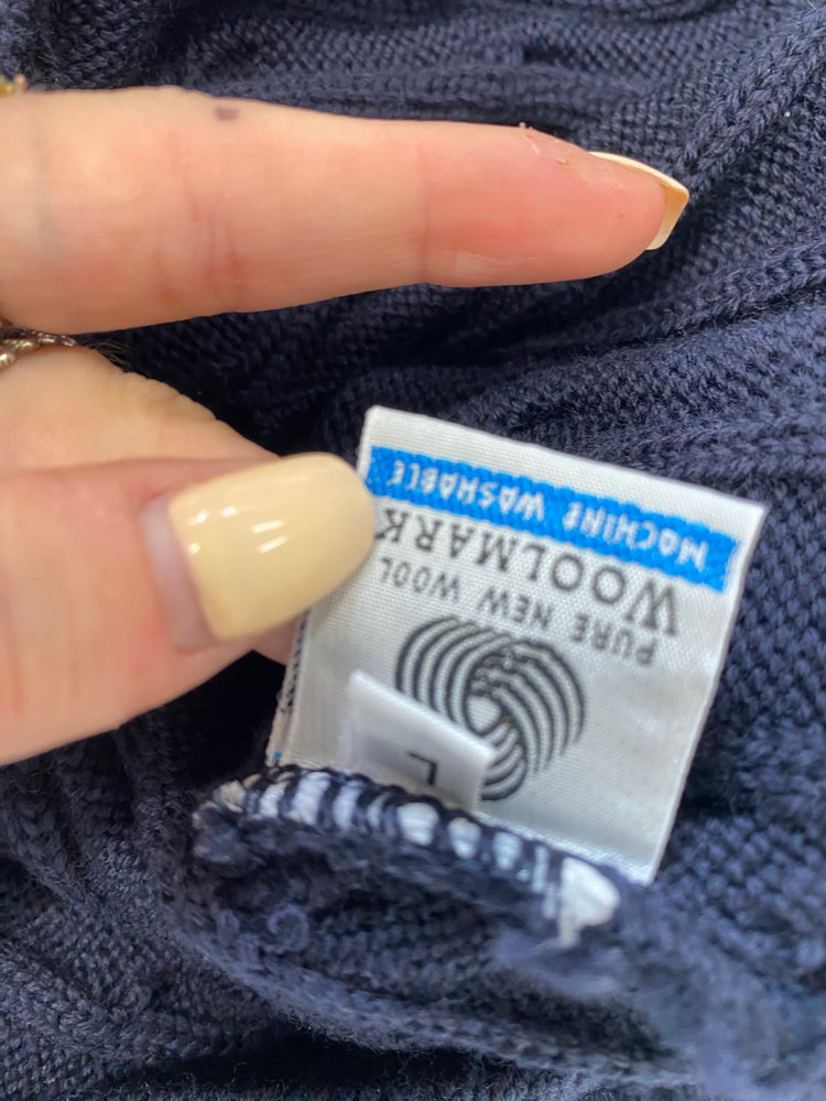 Fabulous Paul&shark Sweater & bag *holed UK L Navy blue wool LO442