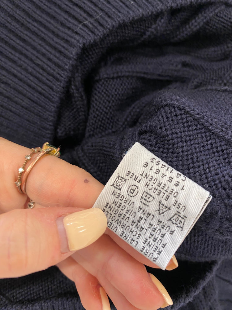 Fabulous Paul&shark Sweater & bag *holed UK L Navy blue wool LO442
