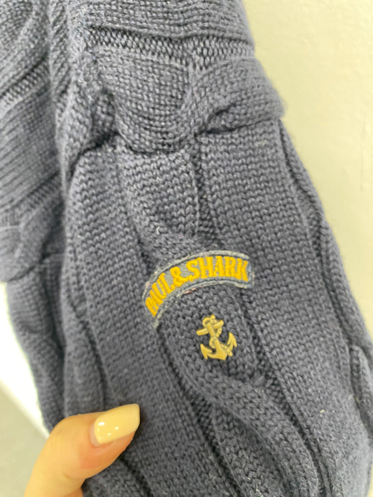 Fabulous Paul&shark Sweater & bag *holed UK L Navy blue wool LO442