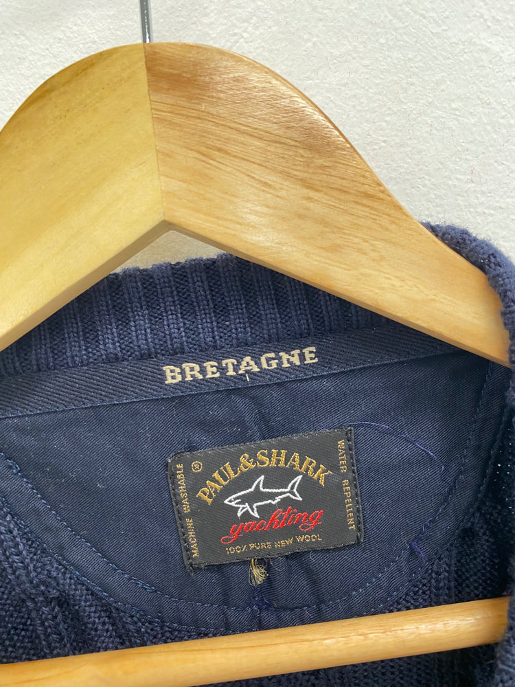 Fabulous Paul&shark Sweater & bag *holed UK L Navy blue wool LO442