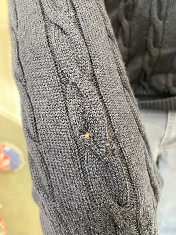 Fabulous Paul&shark Sweater & bag *holed UK L Navy blue wool LO442