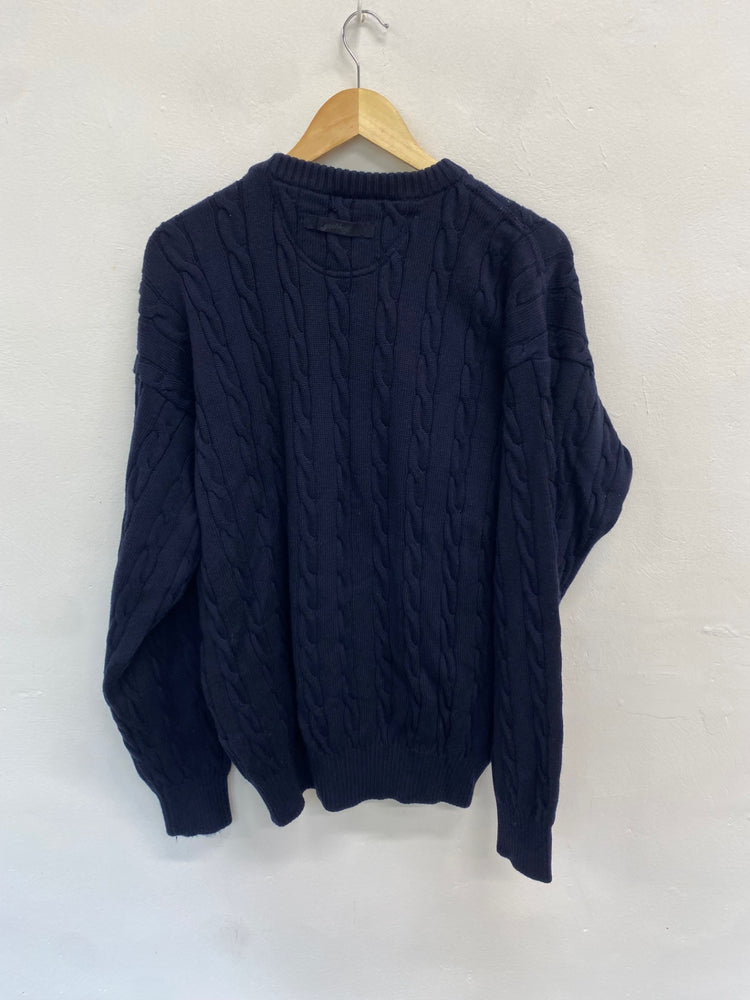 Fabulous Paul&shark Sweater & bag *holed UK L Navy blue wool LO442