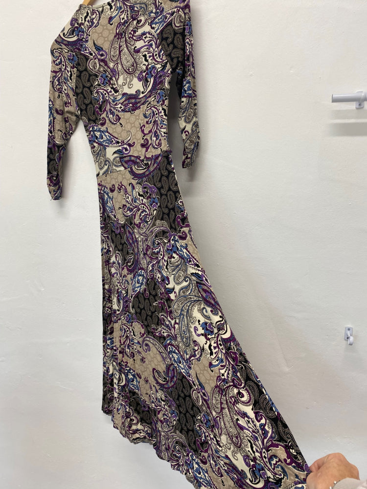Fabulous Kenar Paisley fit & flare Dress UK10 Purple Beige BT001