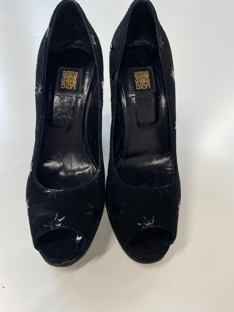 Fabulous extremely rare Biba Heels UK 3 Black star 90s vintage BT001