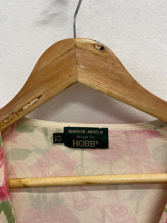 Fabulous Hobbs cottage core silk Cardigan UK 12 Cream rose MM005