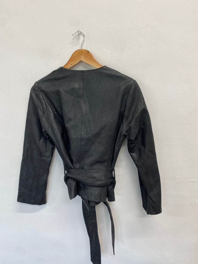 Fabulous F&F Collection y2k Leather jacket Uk 8 Black BT001