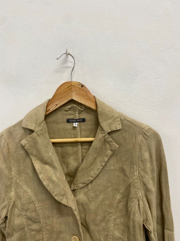 Fabulous natural wave linen natural variation coloured Blazer jacket UK S Beige BT001