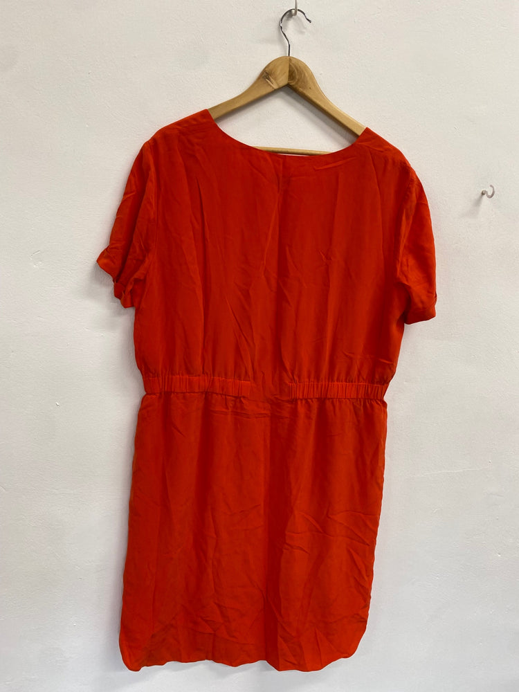 Fabulous JAEGER Dress UK 18 Orange silk midi CE060