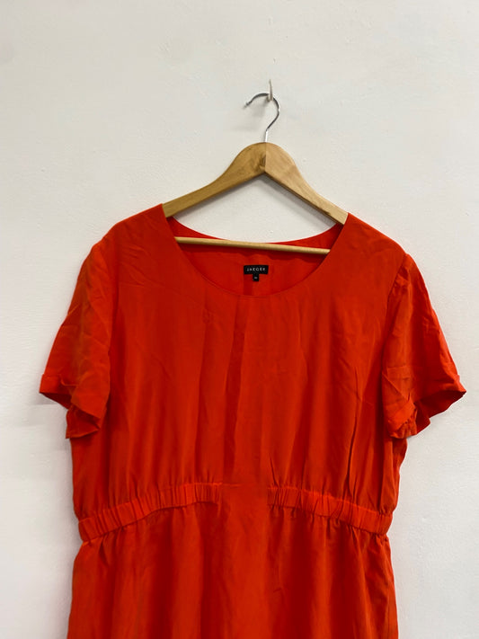 Fabulous JAEGER Dress UK 18 Orange silk midi CE060