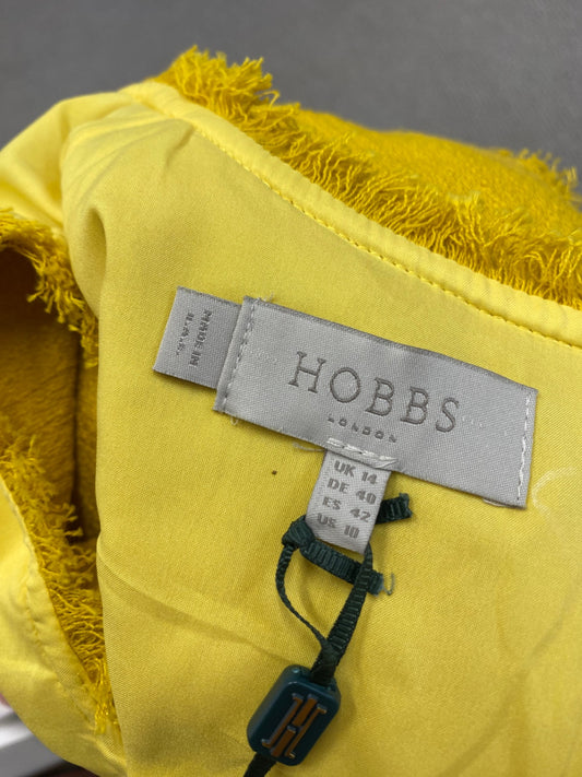 Fabulous Hobbs Dress UK 14 Yellow distressed hem midi new CE060