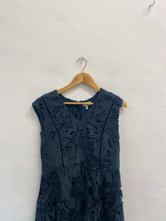 Fabulous Jigsaw Dress Uk14 Dark Green broderie overlay special occasion CE060