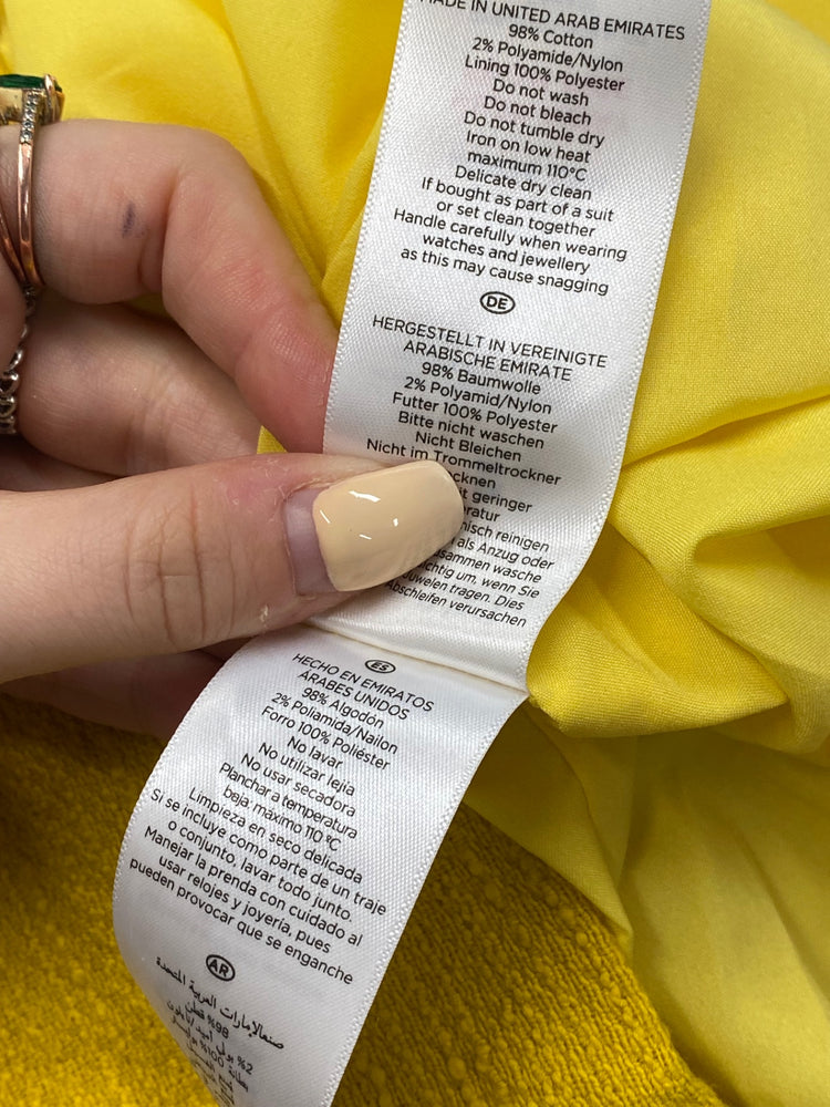 Fabulous Hobbs Dress UK 14 Yellow distressed hem midi new CE060