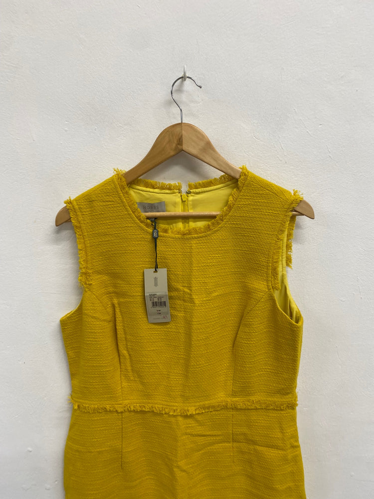 Fabulous Hobbs Dress UK 14 Yellow distressed hem midi new CE060