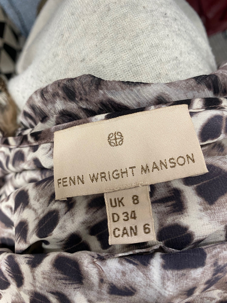 Fabulous Fenn Wright Manson Dress Uk 8 Leopard Print feathered FS128