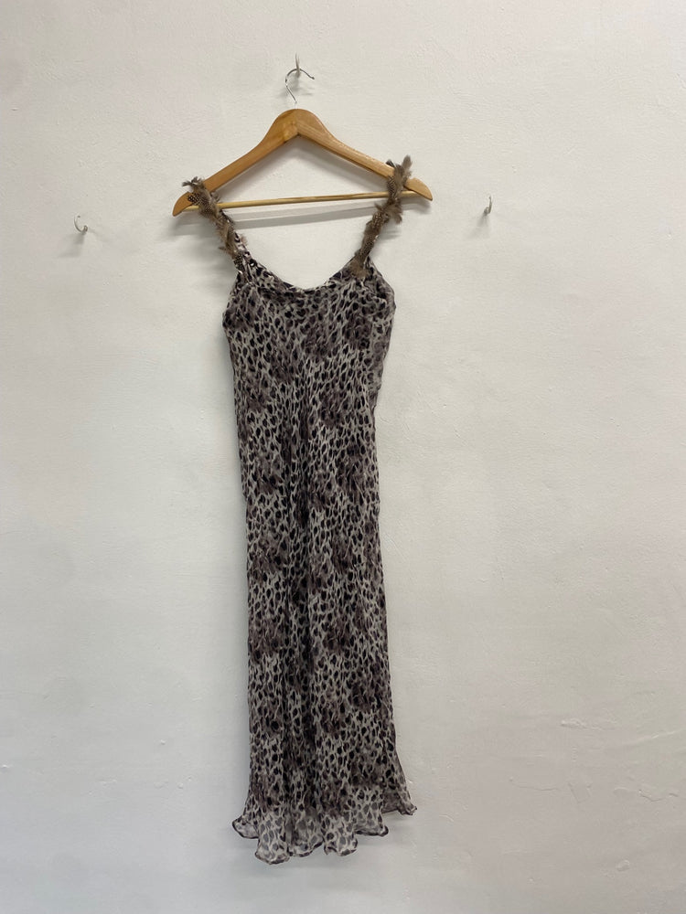 Fabulous Fenn Wright Manson Dress Uk 8 Leopard Print feathered FS128