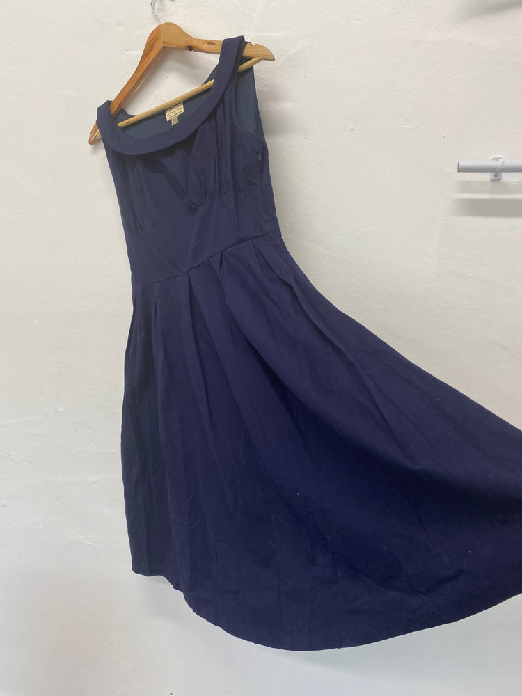 Fabulous Lindy Bop Dress Uk14 Navy Blue retro swing classic NB445