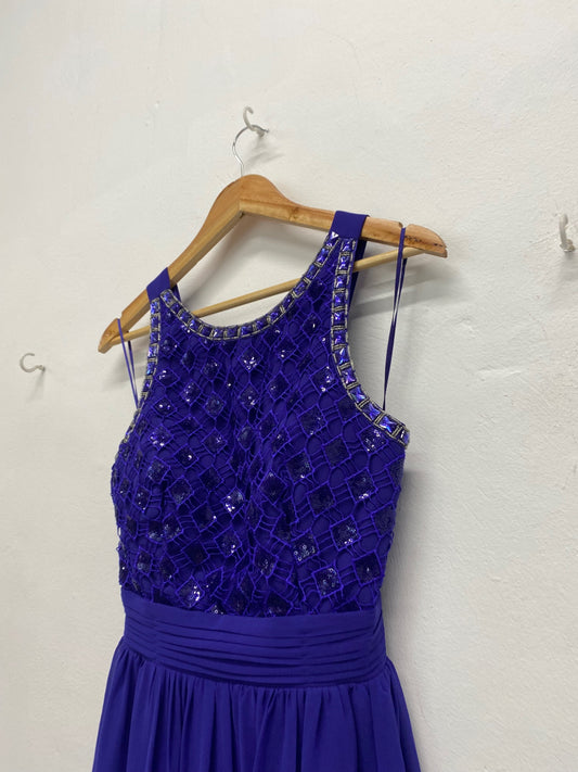 Fabulous Quiz Royal purple Evening Party Dress UK14 Purple NB445