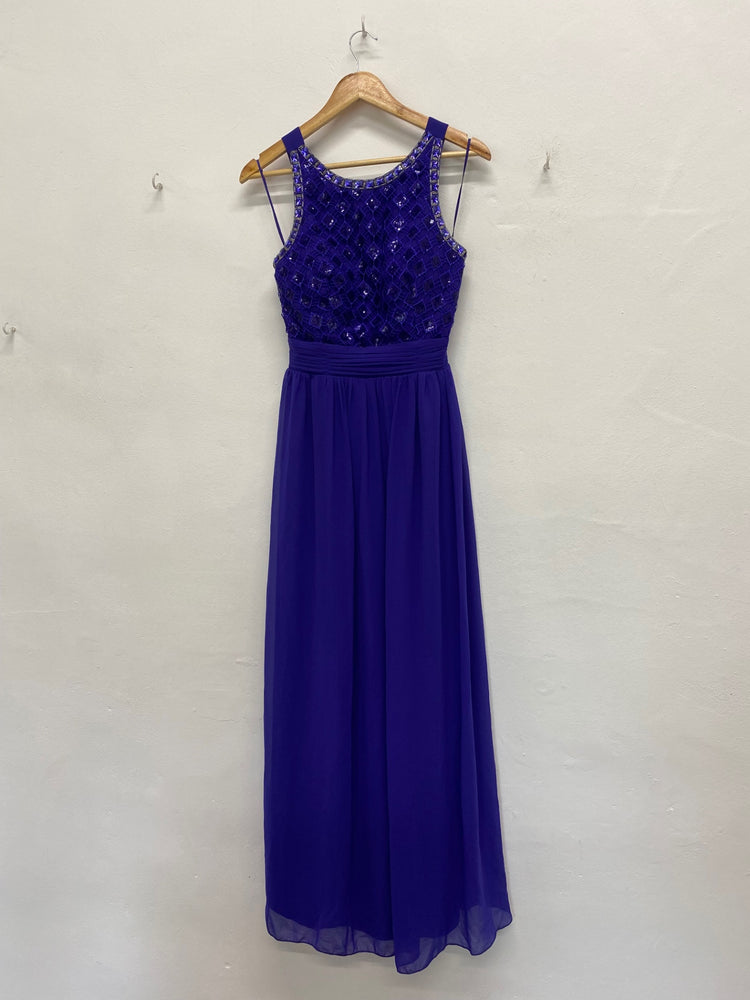 Fabulous Quiz Royal purple Evening Party Dress UK14 Purple NB445