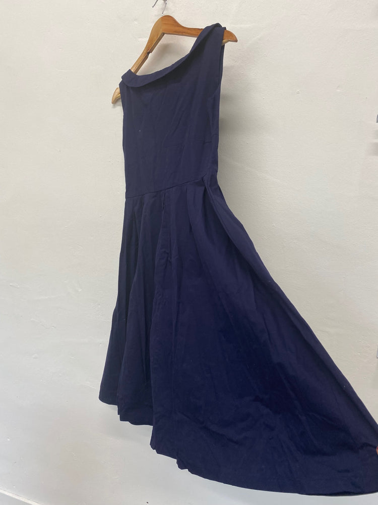 Fabulous Lindy Bop Dress Uk14 Navy Blue retro swing classic NB445