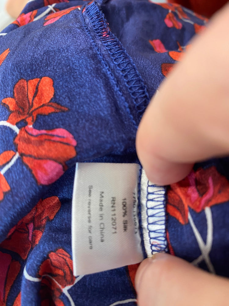 Fabulous Jigsaw silk oriental floral Kaftan One size Blue & Red EC004