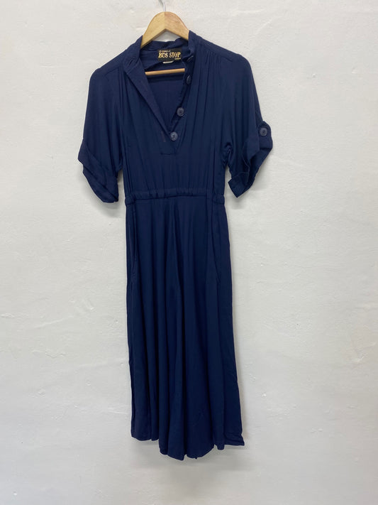 Fabulous vintage Lee Bender at Bus Stop classic fit & Flare Dress Uk8 Navy Blue BT00