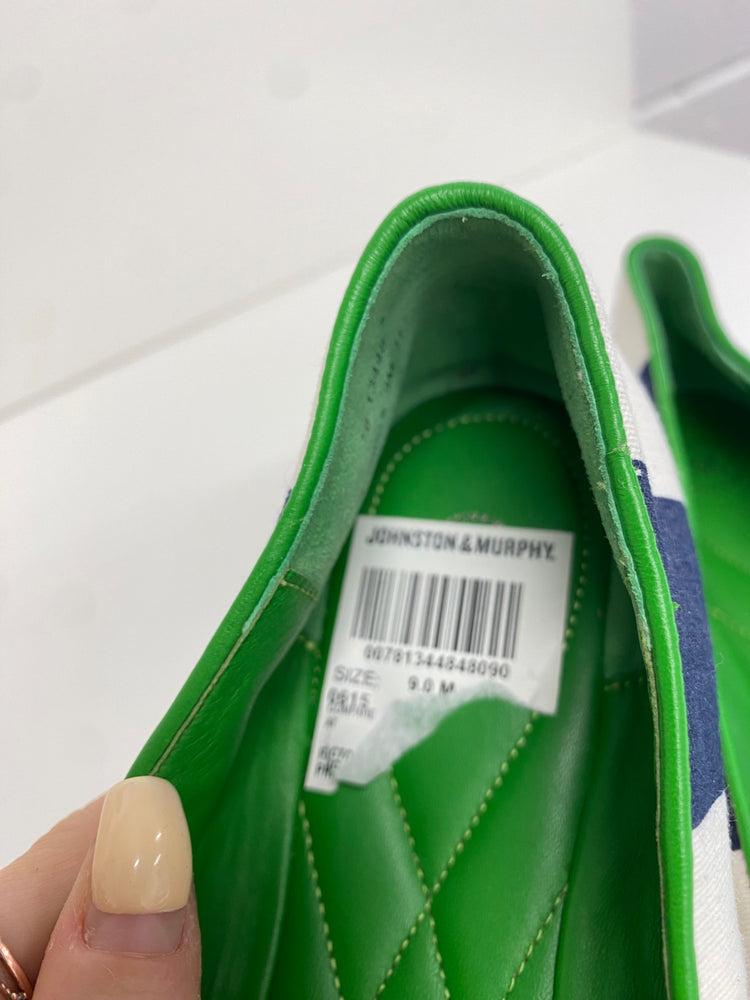 Fabulous Johnston & Murphy Ballet Flats UK 7 Navy Blue and White MW001