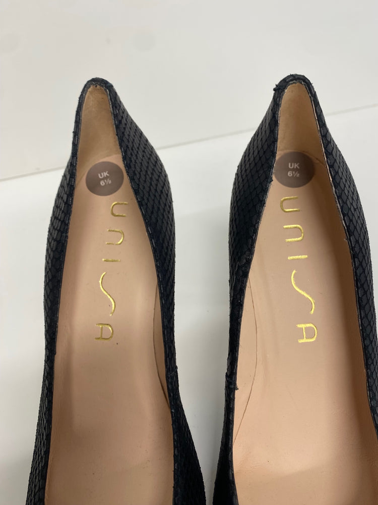 Fabulous Unisa Heels Uk 6.5 Black croc pointed toe office MW001