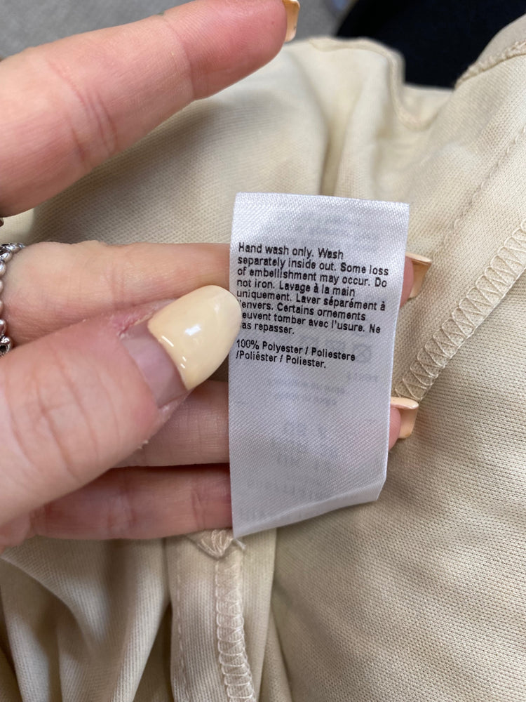 Fabulous River Island Dress UK 12 Champagne gold beaded evening TM447