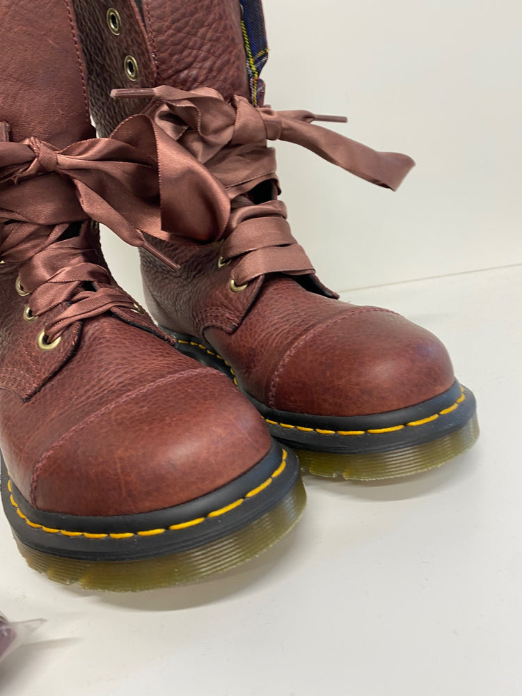 Fabulous Dr Martens AiMilitia blood brown Boots UK6.5 ribbon stunning LJ446