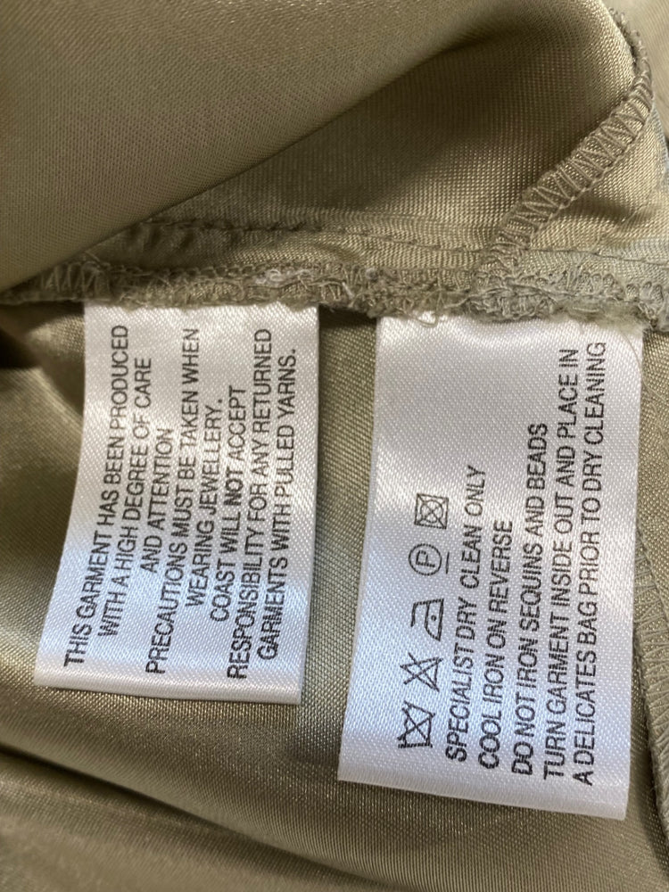 Fabulous Coast y2k Dress Uk 10 Olive Green vintage beaded over layer TM447