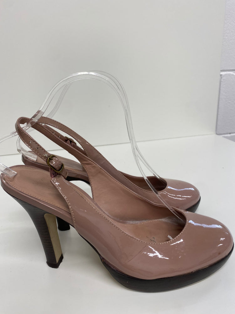 Fabulous Carvela Sling back patent leather heels Uk7 Mauve Occasion CM061