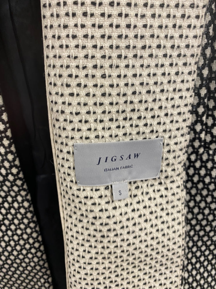 Fabulous Jigsaw Black & Cream Textured Coat UK S CM061
